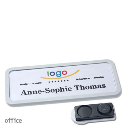 Namensschilder OFFICE, magnetisch smag® Magnet, extra stark | hellgrau | 75 x 27 mm