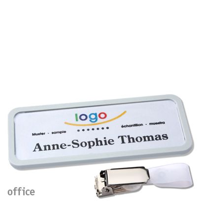 Namensschild mit Clip office Hängerclip | hellgrau | 75 x 27 mm