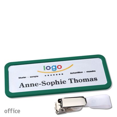 Namensschild mit Clip office Hängerclip | grün | 75 x 27 mm