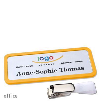 Namensschild mit Clip office Hängerclip | gelb | 75 x 27 mm