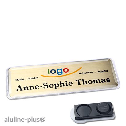 Namensschilder aluline-plus®, magnetisch smag® Magnet, extra stark | gold | 76 x 25 mm