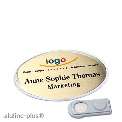 Namensschilder aluline-plus®, magnetisch smag® Magnet | gold | 65 x 43 mm