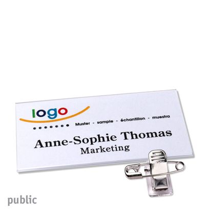 Namensschild mit Klammer public 75 x 37 mm