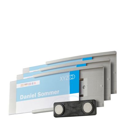 Namensschilder MEET, magnetisch hellgrau
