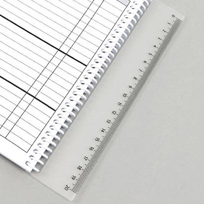 Lesezeichen Lineal 20 cm zum Einhängen in Draht- oder Spiralbindung 