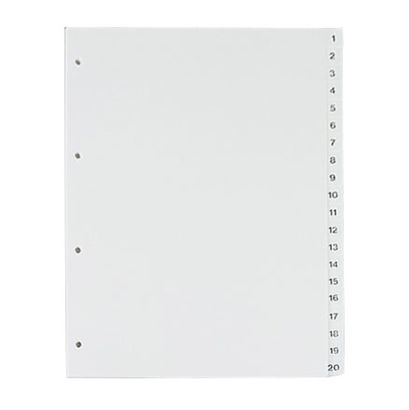 Ordnerregister, A4, 20-teilig (1-20), weiß 