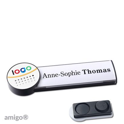Namensschilder amigo® alu-print Magnet circle | smag® Magnet, extra stark | anthrazit | weiß | anthrazit