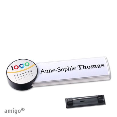 Namensschilder amigo® alu-print Nadel weiß | silber | anthrazit