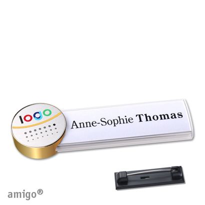 Namensschilder amigo® alu-print Nadel weiß | silber | gold