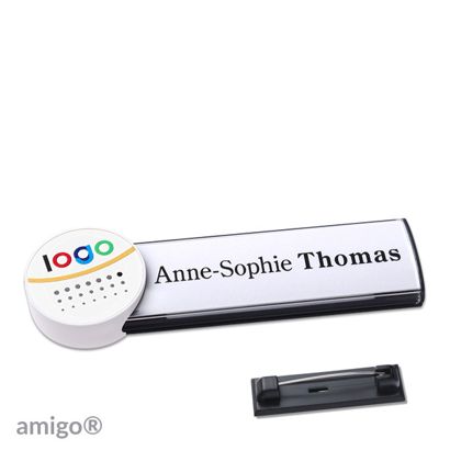 Namensschilder amigo® alu-print Nadel anthrazit | weiß | weiß