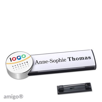 Namensschilder amigo® alu-print Nadel anthrazit | weiß | edelstahl