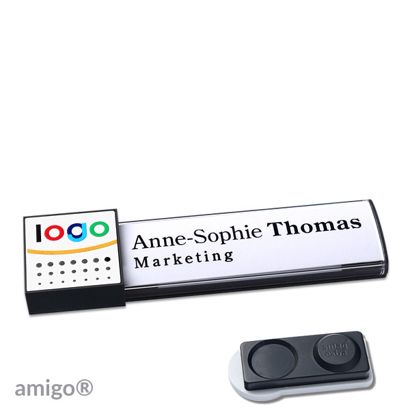 Namensschilder amigo® alu-print Magnet square | smag® Magnet, extra stark | anthrazit | weiß | anthrazit