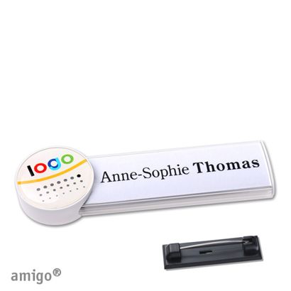 Namensschilder amigo® doming Nadel circle | weiß | weiß