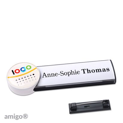 Namensschilder amigo® doming Nadel circle | anthrazit | weiß