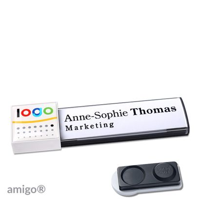 Namensschilder amigo® doming Magnet square | smag® Magnet, extra stark | anthrazit | weiß