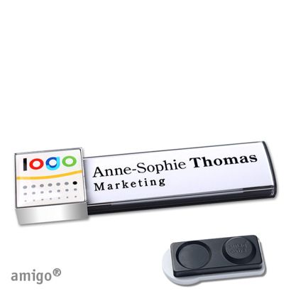 Namensschilder amigo® doming Magnet square | smag® Magnet, extra stark | anthrazit | chrom