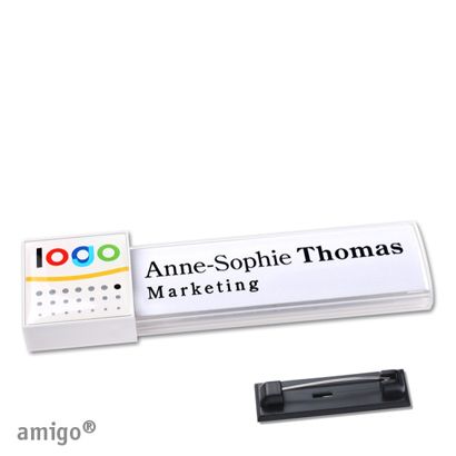 Namensschilder amigo® doming Nadel square | weiß | weiß