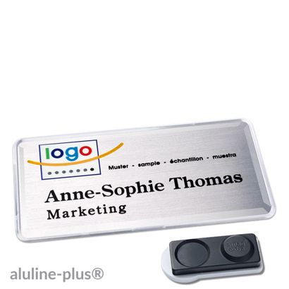 Namensschilder aluline-plus® alu-print Magnet smag® Magnet, extra stark | silber | 76 x 38 mm