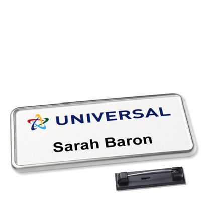 Namensschild Icon® "Quick Print" chrom  | Edelstahl-Rastnadel 