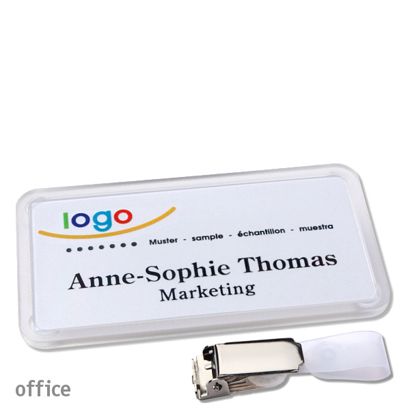 Namensschilder office quick-print Hängerclip Hängerclip | transparent | 75 x 37 mm