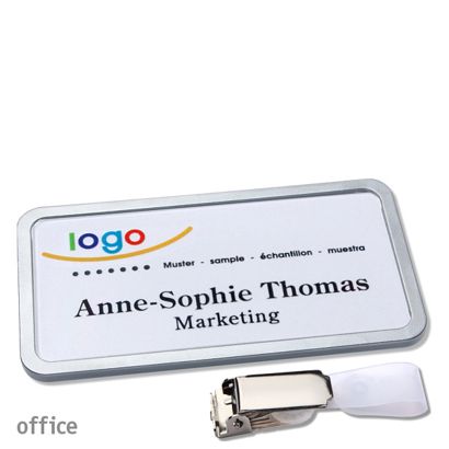 Namensschilder office quick-print Hängerclip Hängerclip | edelstahl | 75 x 37 mm