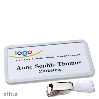 Namensschilder office quick-print Hängerclip Hängerclip | hellgrau | 75 x 37 mm