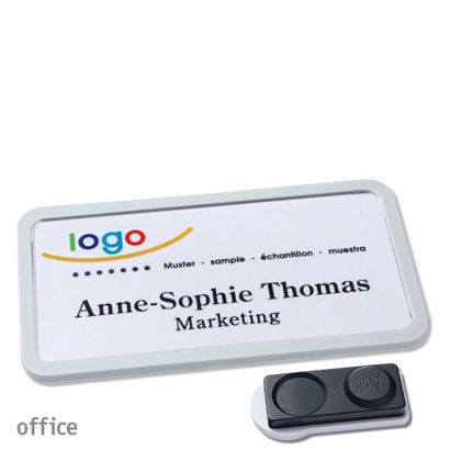 Namensschilder office quick-print Magnet smag® Magnet, extra stark | hellgrau | 75 x 37 mm