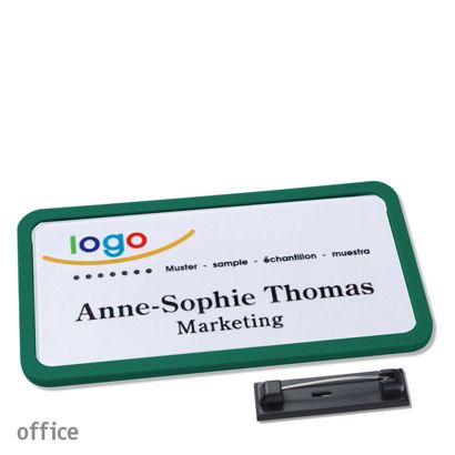 Namensschilder office quick-print Nadel grün | 75 x 37 mm