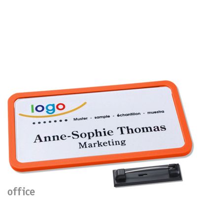 Namensschilder office quick-print Nadel orange | 75 x 37 mm