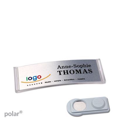 Namensschilder polar® alu-complete magnet smag® Magnet | transparent | silber | 64 x 22 mm