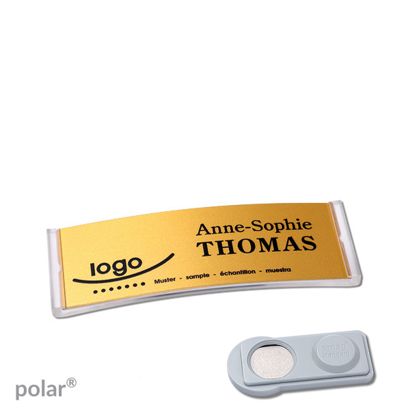 Namensschilder polar® alu-complete magnet smag® Magnet | transparent | gold | 64 x 22 mm