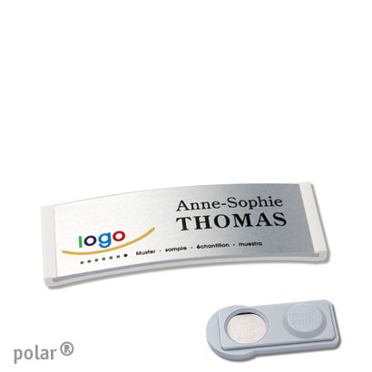 Namensschilder polar® alu-complete magnet smag® Magnet | weiß | silber | 64 x 22 mm