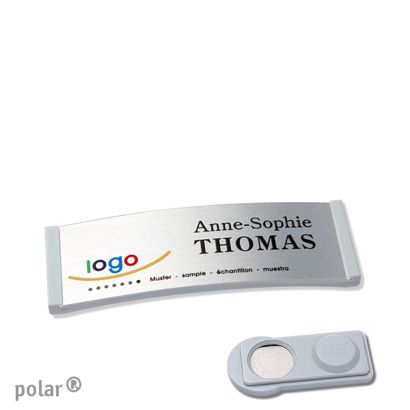 Namensschilder polar® alu-complete magnet smag® Magnet | hellgrau | silber | 64 x 22 mm