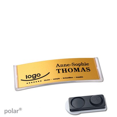 Namensschilder polar® alu-complete magnet smag® Magnet, extra stark | transparent | gold | 64 x 22 mm