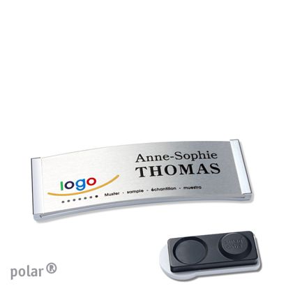 Namensschilder polar® alu-complete magnet smag® Magnet, extra stark | chrom | silber | 64 x 22 mm