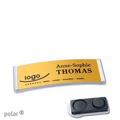 Namensschilder polar® alu-complete magnet smag® Magnet, extra stark | edelstahl | gold | 64 x 22 mm