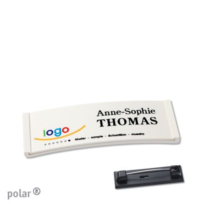 Namensschilder polar® color-complete magnet Edelstahl-Rastnadel | weiß | 64 x 22 mm