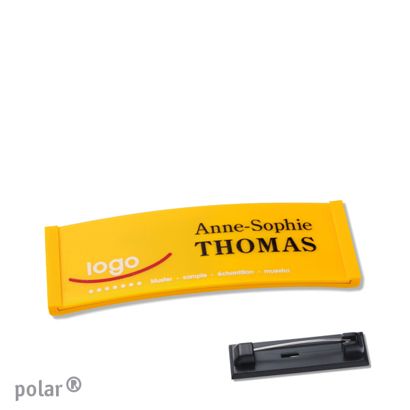 Namensschilder polar® color-complete magnet Edelstahl-Rastnadel | gelb | 64 x 22 mm