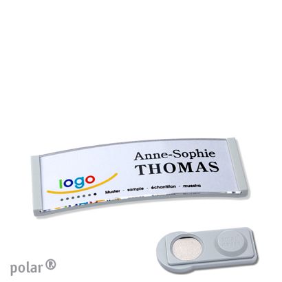 Namensschilder polar® quick-print Magnet smag® Magnet | hellgrau | 64 x 22 mm