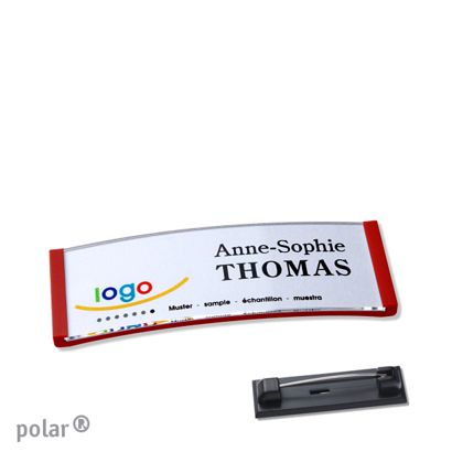 Namensschilder polar® quick-print Nadel rot | 64 x 22 mm