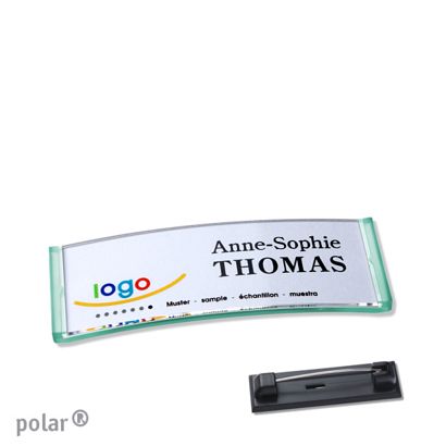 Namensschilder polar® quick-print Nadel transluzent, grün | 64 x 22 mm
