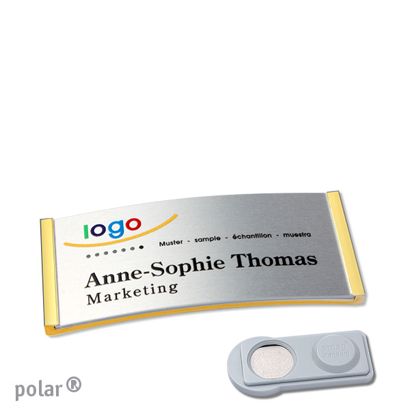 Namensschilder polar® alu-complete magnet smag® Magnet | gold | silber | 65 x 30 mm