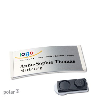 Namensschilder polar® alu-complete magnet smag® Magnet, extra stark | weiß | silber | 65 x 30 mm