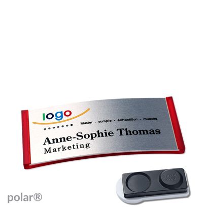 Namensschilder polar® alu-complete magnet smag® Magnet, extra stark | transluzent, rot | silber | 65 x 30 mm