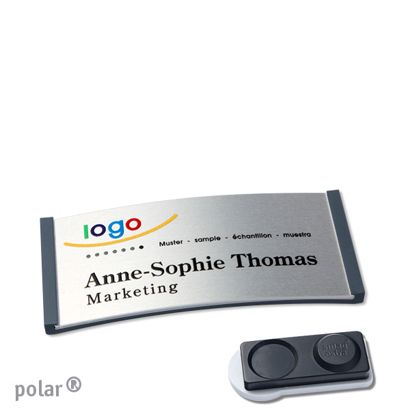 Namensschilder polar® alu-complete magnet smag® Magnet, extra stark | anthrazit | silber | 65 x 30 mm