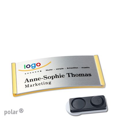 Namensschilder polar® alu-complete magnet smag® Magnet, extra stark | gold | silber | 65 x 30 mm