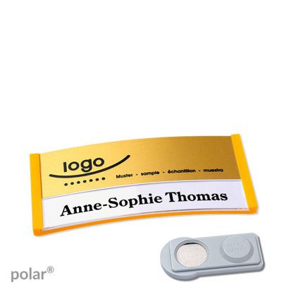 Namensschilder polar® alu-print Magnet smag® Magnet | gelb | gold | 65 x 30 mm