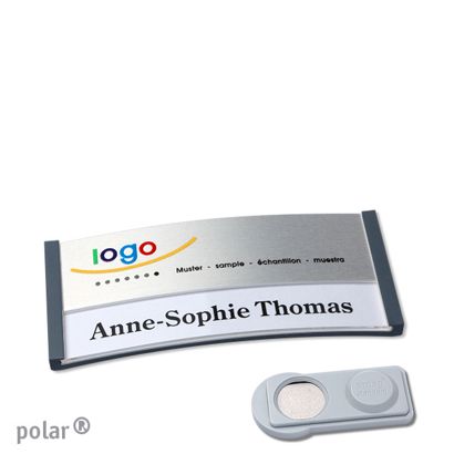 Namensschilder polar® alu-print Magnet smag® Magnet | anthrazit | silber | 65 x 30 mm