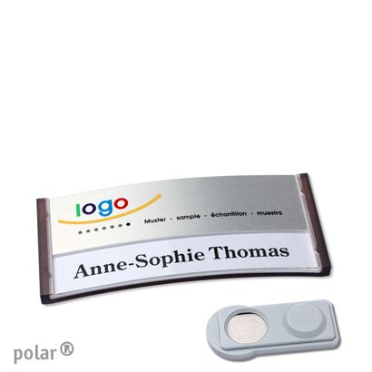 Namensschilder polar® alu-print Magnet smag® Magnet | transluzent, anthrazit | silber | 65 x 30 mm
