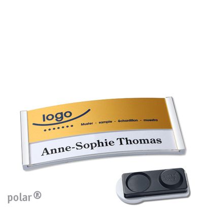 Namensschilder polar® alu-print Magnet smag® Magnet, extra stark | edelstahl | gold | 65 x 30 mm